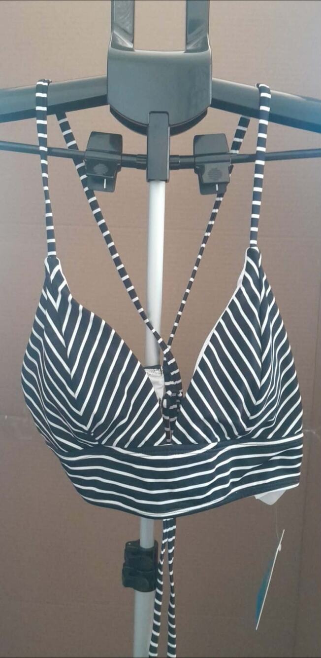 SHARE & SHORE NWT BIKINI TOP BLACK/WHITE ZEBRA PRINT SIZE 34DD
